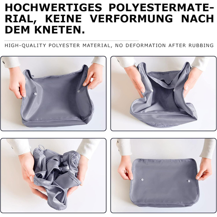 Органайзер для валізи BillyBath, Набір для подорожей (8 шт., сірий): Косметичка, кубики для пакування, сумки для взуття