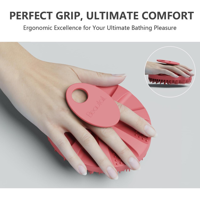 Силіконова щітка для тіла Beautail: м'який пілінг, для чутливої шкіри, рожева