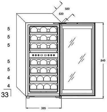 Kalamera 33-Bottle Wine Refrigerator with Dual Zone Cooling, Stainless Steel Door, 100 Liter Capacity