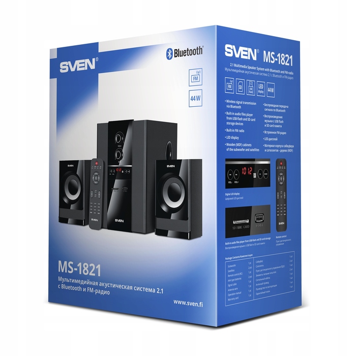 Акустична система 2.1 SVEN MS-1821, 44 Вт, чорна