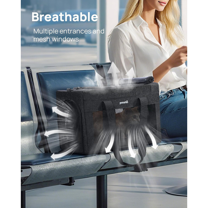 Транспортна сумка для котів Pecute Katzentasche: міцна переноска для домашніх тварин, легка, складана, для котів та маленьких собак, ідеальна для подорожей та до ветеринара, до 4 кг (44 x 23 x 30 см, темно-сірий)