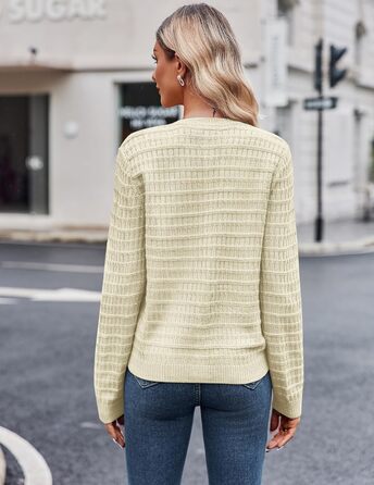 Жакет Zeagoo з довгими рукавами, кардиган з круглою шиєю, в'язаний жакет на ґудзиках, відкритий спереду, елегантний в'язаний светр для жінок (M, пісочний)