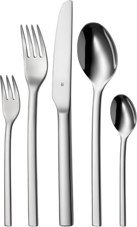 WMF Tavira Cutlery Set, 6 Persons, 30-Piece, Monobloc Knives, Cromargan Stainless Steel Polished, Shiny, Dishwasher Safe, 43 x 26.7 x 43 cm