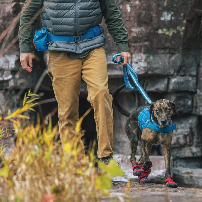Поводок для собак Kurgo RSG з швидкою застібкою та світловідбиваючими смугами, зменшує тиск на шию, блакитний/сірий, універсальний розмір