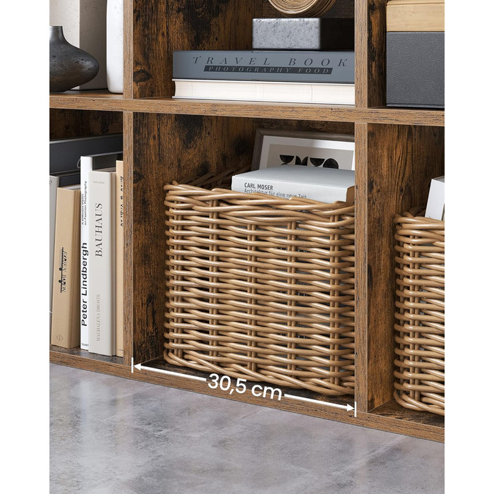 VASAGLE Bookshelf, Bookcase, with 8 Compartments, Office Shelving Unit, Cube Shelving Unit, Freestanding Shelving Unit, for Living Room, Bedroom, Office, Children's Room, Vintage Brown LBC024T01