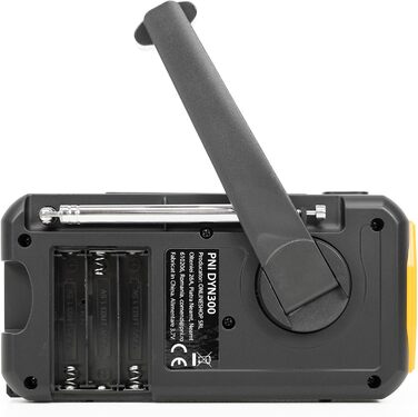 Портативне радіо PNI DYN300 з динамо, сонячною зарядкою, ліхтариком, Powerbank 4000 mAh, SOS, IPX3, помаранчеве