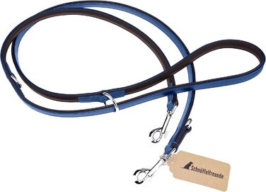 Leather Dog Leash - Training Leash - Leather Leash for Dog - Leash 3-Way Adjustable, for all Dogs (230cm, Blue)