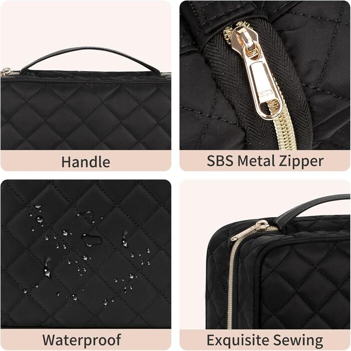 Культурний мішечок для жінок та чоловіків, сумка для туалетних аксесуарів для подорожей, органайзер для косметики та туалетних речей (ромб, чорний)