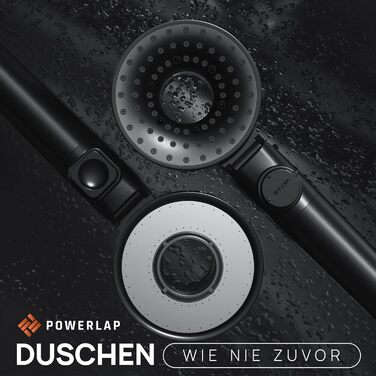 POWERLAP® Showerhead with Filter & Mounting Tool | PP Cotton Filter Showerhead for Cleaned & Softer Water | Booster Mode for Perfect Water Pressure in Your Shower (Matt Schwarz)