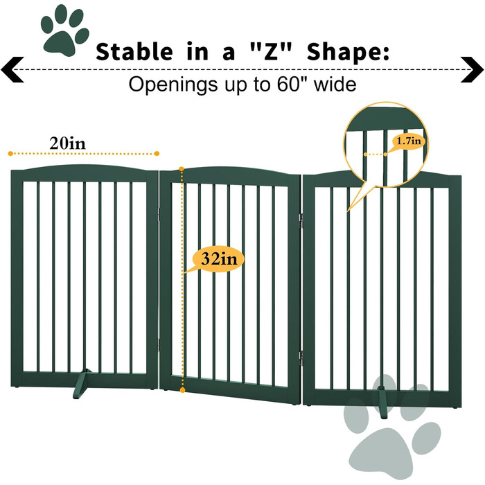 Відбійник для собак, дерев'яний, розкладний, для дому, високий, для сходів/дверей/коридору, безпечний, для цуценят