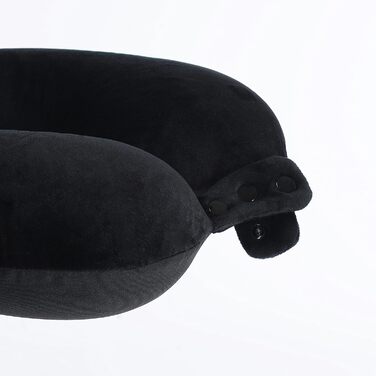 Подушка для шиї з піною з пам'яті, зручна та легка, ідеальна для сну в літаку, автомобілі, поїзді, автобусі та вдома, з чохлом для зберігання (Чорна)
