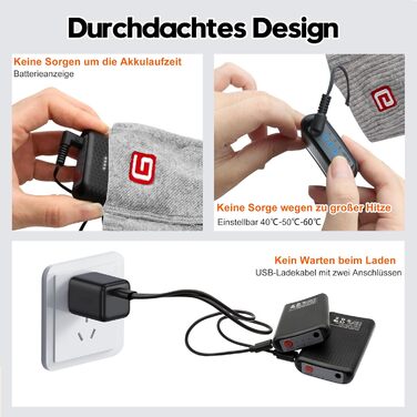 Спортивні грілки для ніг Svpro з акумулятором для чоловіків та жінок. Електричні грілки для ніг, теплі, для кемпінгу, полювання, сірі (L).