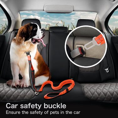 Міцна тактична повідка для собак з карабіном швидкого закриття та світловідбиваючими нитками, 1,2-1,8 м Power-Stretch повідка для середніх та великих собак (Помаранчевий та Чорний)