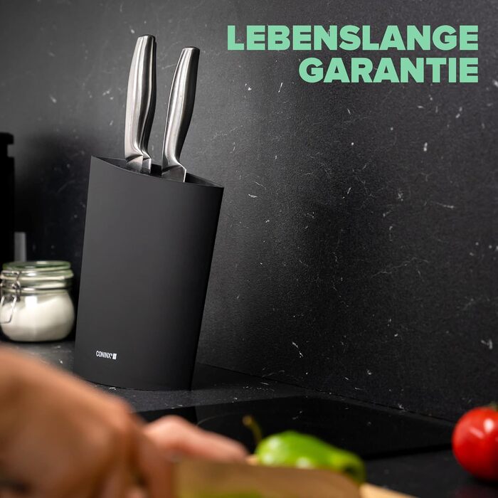Coninx Knife Block without Knives Black - Modern Knife Block with Flexible Slats - Universal Knife Holder - Stylish Unloaded Knife Block - Facilitates Knife Storage