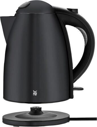 WMF Stelio Electric Kettle, Stainless Steel, 1.7L, Electric Kettle with Scale Filter, 2400 W, Illuminated Water Level Indicator, Matte Black Stainless Steel