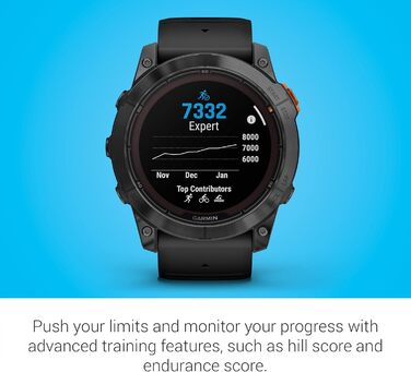 Розумний годинник Garmin fēnix 7X Pro Solar з GPS, сонячною зарядкою та ліхтариком, 51 мм, чорний ремінець, сірий корпус