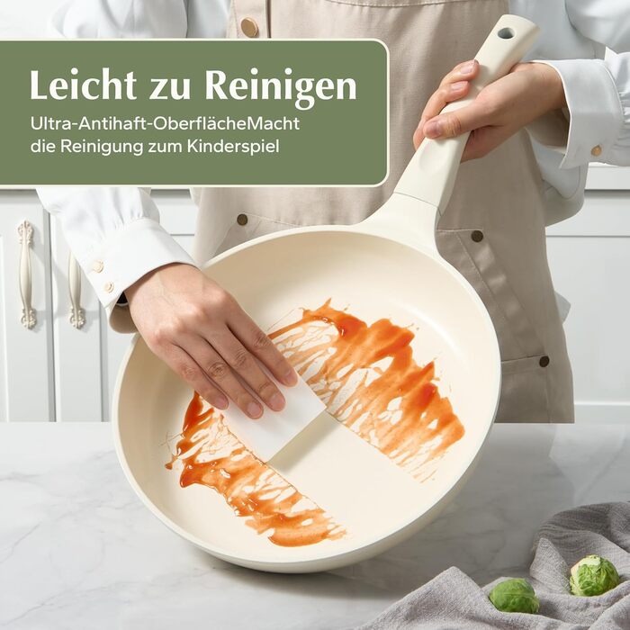 Redchef Ceramic Nonstick Fry Pan 28cm - Induction Compatible, Chef's Pan - PFOA, PTFE, PFAS Free - Scratch Resistant, Dishwasher Safe