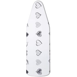 Гладильна дошка Yizunnu: 140x50 см, товсте покриття, шнурок, регульований затискач, простий монтаж, стійкий до подряпин принт (серце)