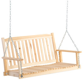 Outsunny 2-Person Garden Swing, Solid Wood Swing Bench, Hanging Bench for Patio Terrace Backyard, 117 x 69 x 60 cm, Rustic Design