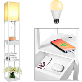 Стельова лампа YU YUSING з полицями, 1.6м, LED, E27, для вітальні, спальні, офісу (білий)