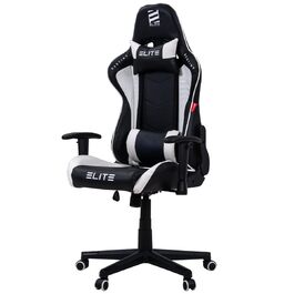Геймерське крісло ELITE LED Destiny - Ергономічне офісне крісло для геймерів та керівників, штучна шкіра (чорно-біле)