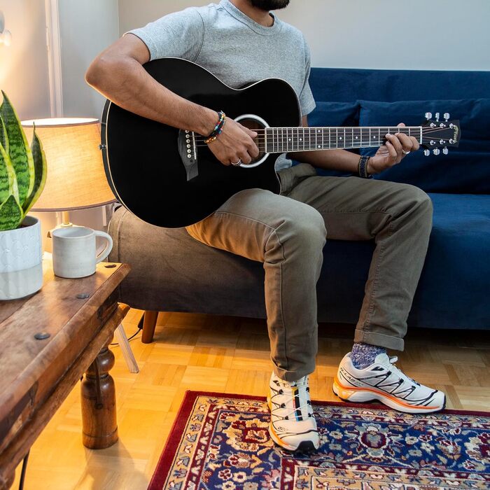 Акустична гітара TIGER ACG1-BK з металевими струнами, чорна, з повною верхньою часткою, для початківців