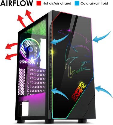 Корпус для ПК EMPIRE GAMING Spartan ARGB: середній ATX-корпус з LED підсвічуванням та скляною панеллю