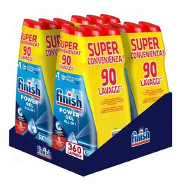 Рідкий засіб для посудомийних машин Finish Powergel, мультифункціональний, з ефектом знежирення, без ароматизатора, 120 циклів (4 упаковки по 30 мийок, 600 мл)