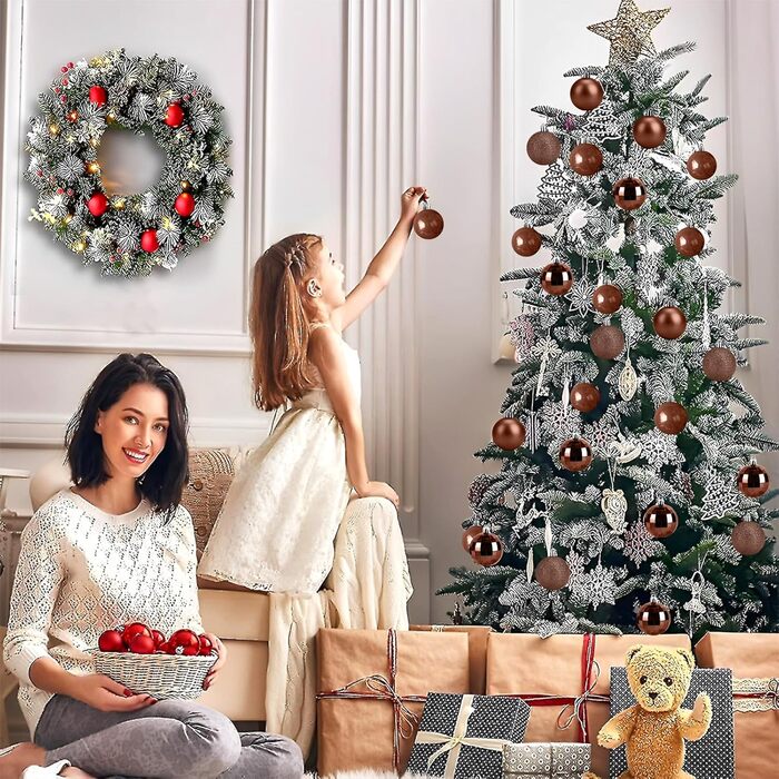 24 штуки новорічні кулі 4 см, коричневі, для ялинки, пластикові, неб'ючі, декор