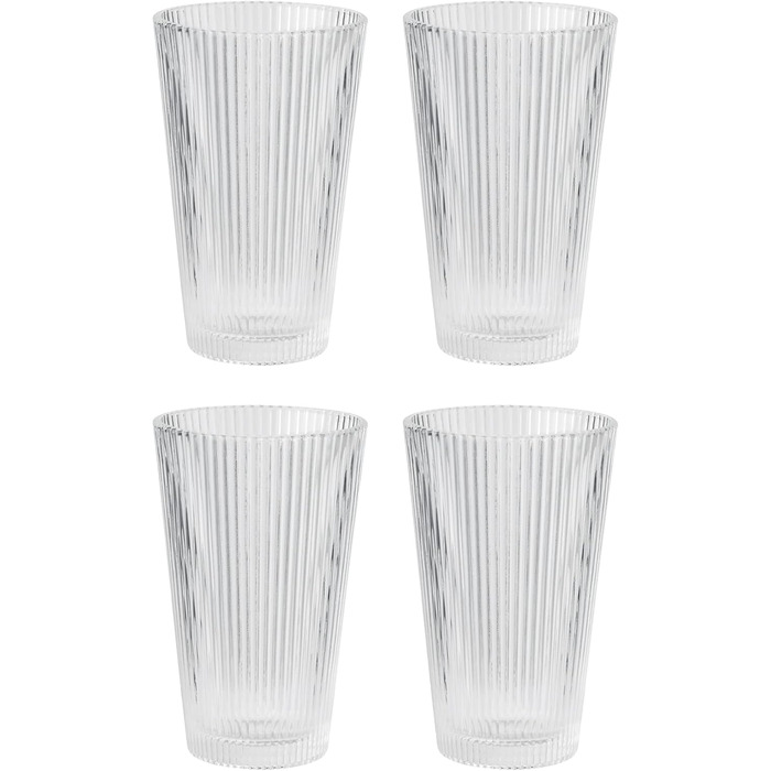 Stelton Pilastro Drinking Glasses - Ribbed Water Glasses Set - Dishwasher Safe, Stackable, for Hot & Cold Drinks - 350ml - Set of 4