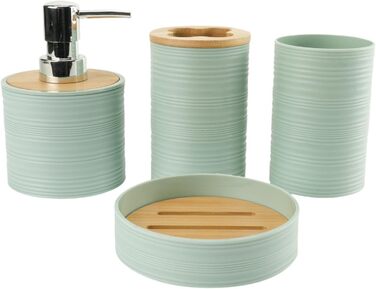 Набір аксесуарів для ванної кімнати (4 шт): мильниця, тримач для зубних щіток, зелений комплект