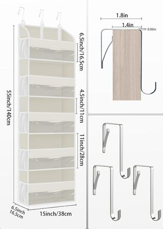 Органайзер на двері 5-поверховий складний бежевий (2 шт) для ванної, дитячої, кемпінгу