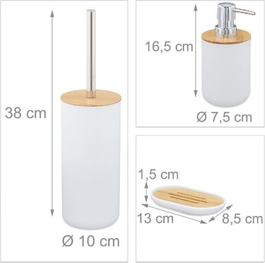 Набір для ванної кімнати Relaxdays, 6 предметів: аксесуари з пластику та бамбука, повний комплект