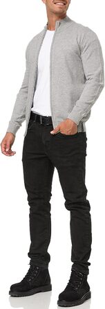 Кардиган чоловічий Indicode з V-подібним вирізом та стоячим коміром, 80% бавовна, XXL, сірий мікс