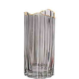 Висока скляна ваза для квітів, велика ваза-циліндр для декору столу (сіра, 12x12x30 см)
