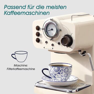 Набір кавових чашок капучіно Vancasso Selene 6 шт., 240 мл, блакитно-білий вінтажний дизайн, високоякісне фарфорове покриття, придатні для миття в посудомийній машині та використання в мікрохвильовій печі
