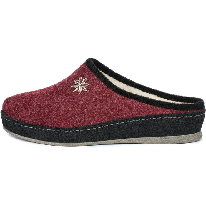 Жіночі фетрові домашні тапочки Schawos Lisa, теплі, з підкладкою з шерсті, з устілкою, міцна підошва, неслизькі, 39 EU, Бордовий