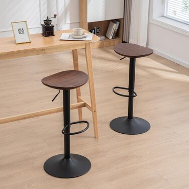 Kidol Adjustable Height Solid Wood Bar Stool - 360° Swivel, Industrial Modern Design for Kitchen Counter