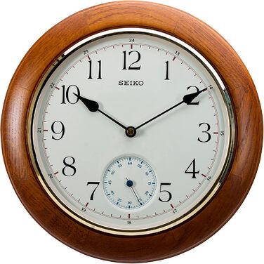 Seiko Wall Clock Brown Wood (Oak) Sweeping Second QXA432B