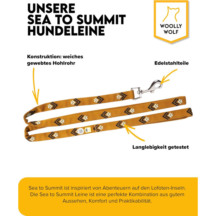 Вольф Sea to Summit Leine 1,5 м - міцна нашийова стрічка для собак з переробленого поліестеру та нержавіючої сталі, навчальна повід для прогулянок та дресирування