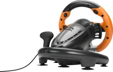 Speedlink DRIFT O.Z. Racing Wheel - Гоночний кермо з педалями та перемиканням передач для ПК, Force Feedback, чорний/оранжевий