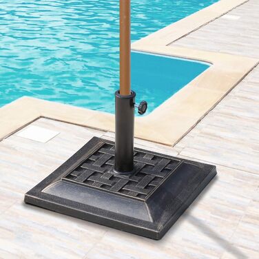 Outsunny Umbrella Stand Parasol Base Umbrella Stand 9kg 38/48mm Polyester Resin Bronze L44 x W44 x H33cm