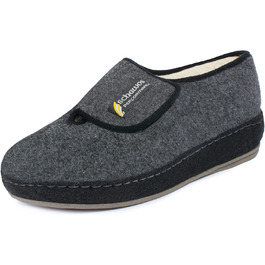 Чоловічі фетрові домашні тапочки Schawos 6064, теплі, з вовняним утеплювачем, неслизькі, на липучці, 41 EU, темно-сірі