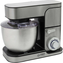 Кухонна машина TZS First Austria Profi Küchenmaschine 1300 Вт, 5 л, 6 швидкостей, з функцією замішування тіста, стаціонарна, нержавіюча сталь