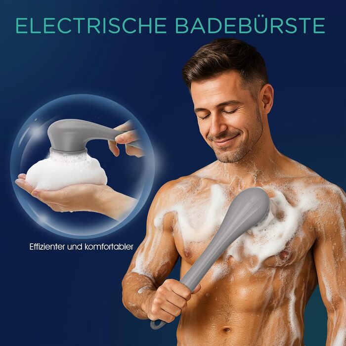 Електрична щітка для спини VOYOR BC300 (сіра): для скрабу та масажу тіла, водонепроникна, USB-зарядка