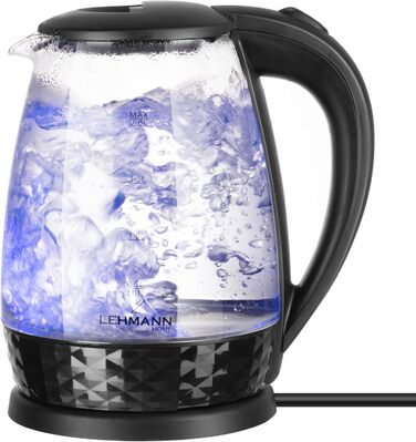 Скляний електрочайник Lehmann LHOEK-2220C 2л, 2200W з підсвіткою та декорованим цоколем