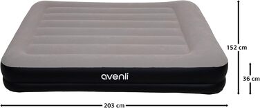 Надувний матрац-ліжко AVENLI для 2 осіб, 203x152x36 см з інтегрованою помпою, флаокова поверхня, для кемпінгу та дому