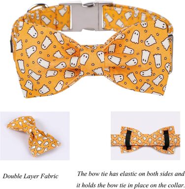 Нашийник для собак Lionet Paws на Halloween з метеликом, бавовна, зручний, з металевим затвором, розмір M (34-55 см), 1 шт. Ghost