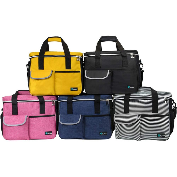 Сумка-органайзер для собак PetAmi: дорожня сумка для корму та аксесуарів, ідеальна для кемпінгу та подорожей. Чорна, середнього розміру (14.5 x 8 x 12 см).