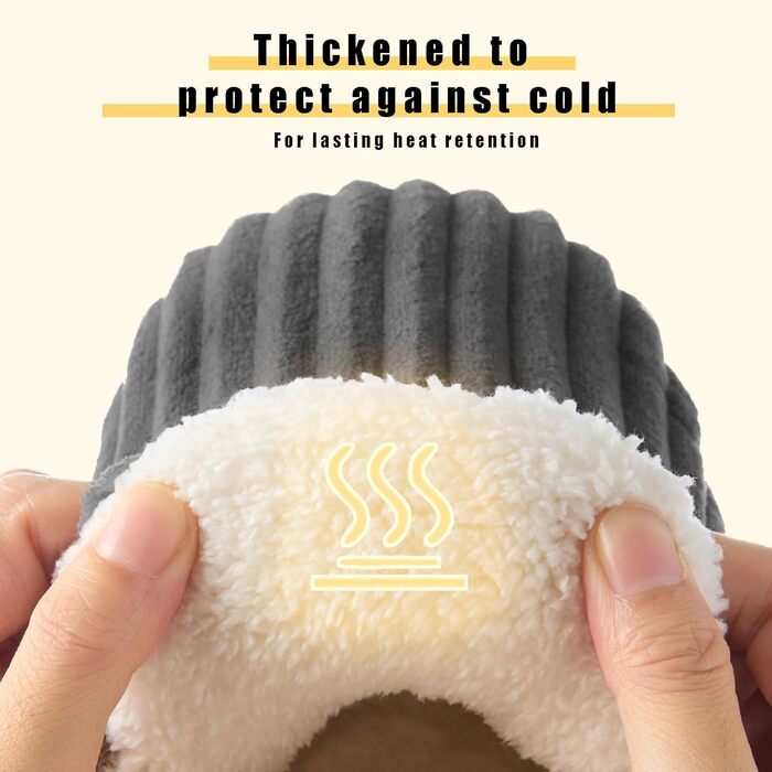 Тапочки зимові жіночі та чоловічі з пам'яттю, чорні, з м'якою підкладкою, бавовняні, антиковзні, для дому та вулиці (46/47 EU)